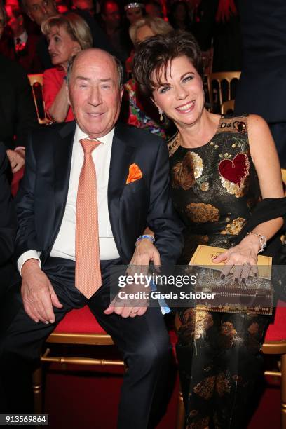 Erwin Mueller and his wife Anita Mueller during Michael Kaefer's 60th birthday celebration at Postpalast on February 2, 2018 in Munich, Germany.