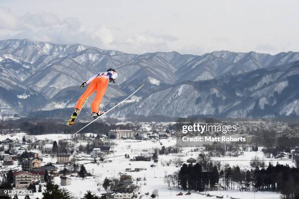 Hisaki Nagamine of Japan competes in the Individual Gundersen LH/10km during day one of the FIS Nordic Combined World Cup Hakuba on February 3, 2018...