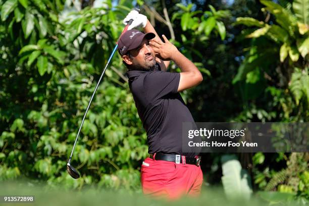 Shiv Kapur of India in action during day three of the 2018 Maybank Championship Malaysia at Saujana Golf and Country Club on February 3, 2018 in...