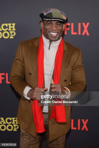 Deion Sanders attends a special screening of Netflix's "Coach Snoop: Season 1" at Saint Anthony Main Theatre on February 2, 2018 in Minneapolis,...