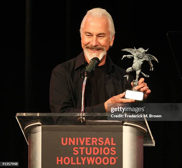 Makeup artist Rick Baker is honored during the Universal Studios' Chiller Eyegore Awards Halloween Horror Nights Kick-Off at Universal City Walk on...