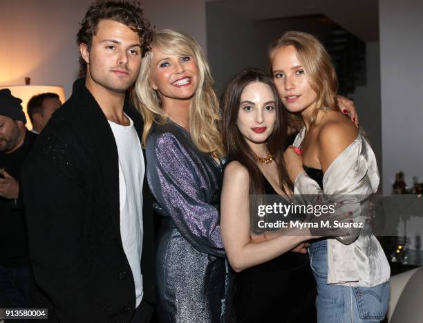 Jack Brinkley Cook, Christie Brinkley, Alexa Ray Joel and Sailor Brinkley Cook celebrate Christie Brinkley's birthday on February 2, 2018 in New York...