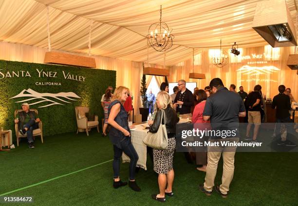 Festival goers enjoy Happy Hour during The 33rd Santa Barbara International Film Festival at the the LoberoTheatre on February 2, 2018 in Santa...