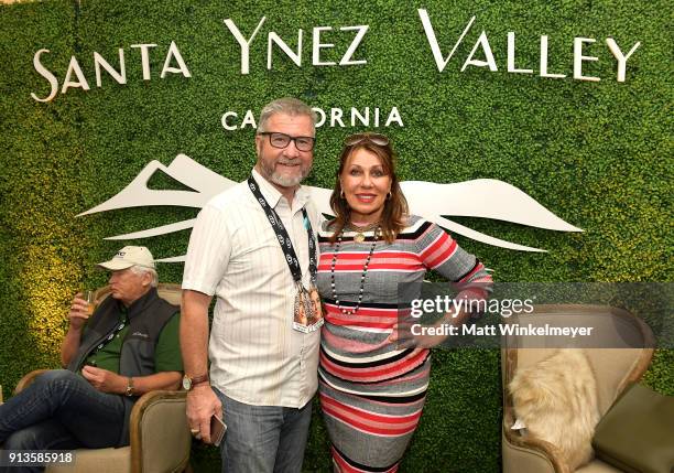 Shelby Sim and Kathy Janega-Dykes at Happy Hour during The 33rd Santa Barbara International Film Festival at the the LoberoTheatre on February 2,...