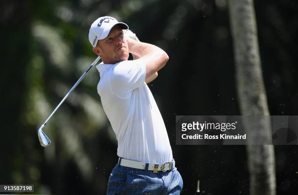 David Horsey of England on the 16th tee during the third round of the Maybank Championship Malaysia at Saujana Golf and Country Club on February 3,...