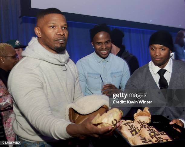 Actor Jamie Foxx attends the Bootsy Bellows After Party for the Big Game Experience with McDonald's Mac Jr. Sandwiches presented by American...