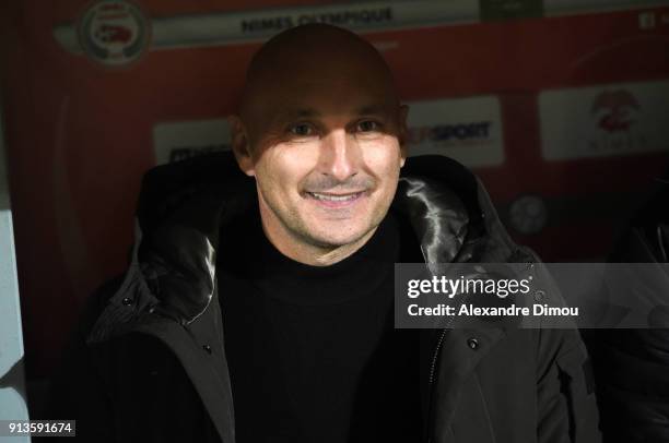 Olivier Pantaloni Coach of Ajaccio during Ligue 2 match between Nimes and AC Ajaccio at Stade des Costieres on February 2, 2018 in Nimes, France.