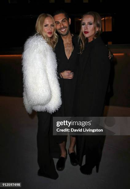Fashion designer Rachel Zoe, makeup artist, hairstylist and the Glam App founder & CCO Joey Maalouf and socialite Allegra Versace Beck attend the...