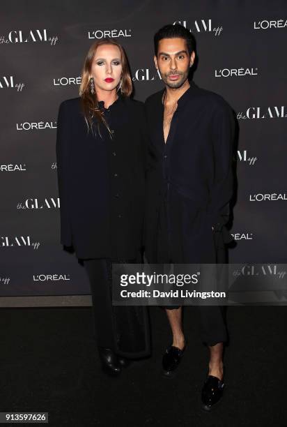 Socialite Allegra Versace Beck and makeup artist, hairstylist and the Glam App founder & CCO Joey Maalouf attend the Glam App Reloaded Launch Party...