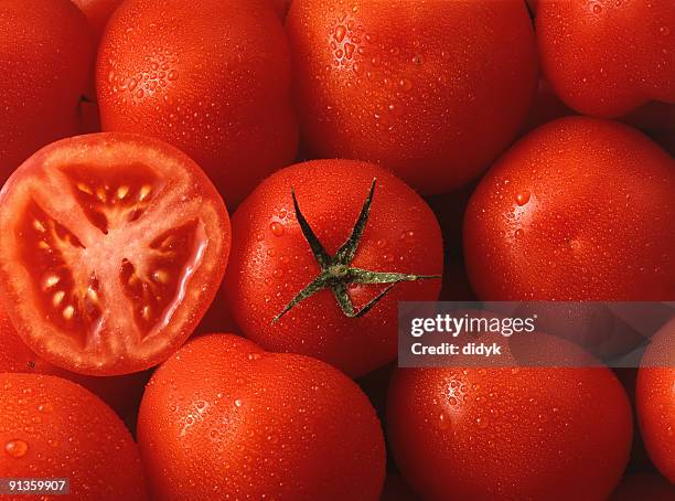 grupo de rojo frescos tomates - tomate fotografías e imágenes de stock
