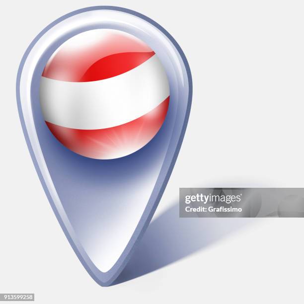 austria button map pointer with austrian flag isolated on white - putting label stock illustrations