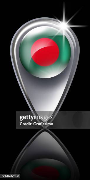 bangladesh button map pointer with flag isolated on black - opal isolated stock illustrations