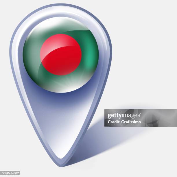 bangladesh button map pointer with flag isolated on white - circle square button stock illustrations