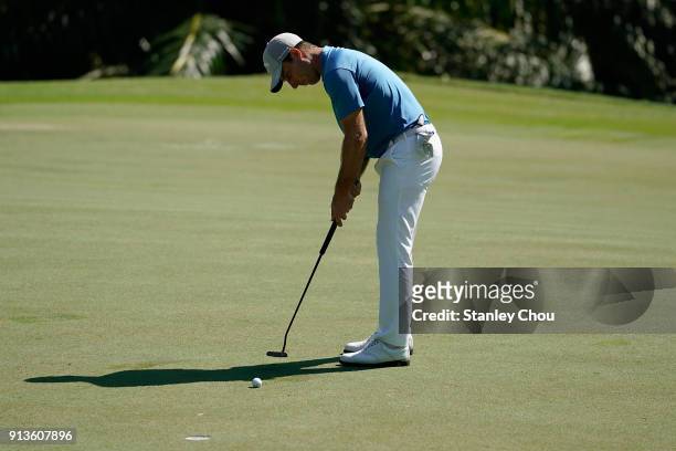 Nino Bertasio of Italy in action during day three of the 2018 Maybank Championship Malaysia at Saujana Golf and Country Club on February 3, 2018 in...