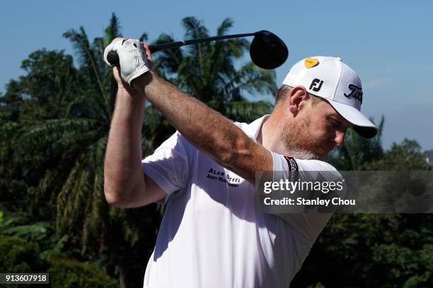 Stephen Gallacher of Scotland in action during day three of the 2018 Maybank Championship Malaysia at Saujana Golf and Country Club on February 3,...