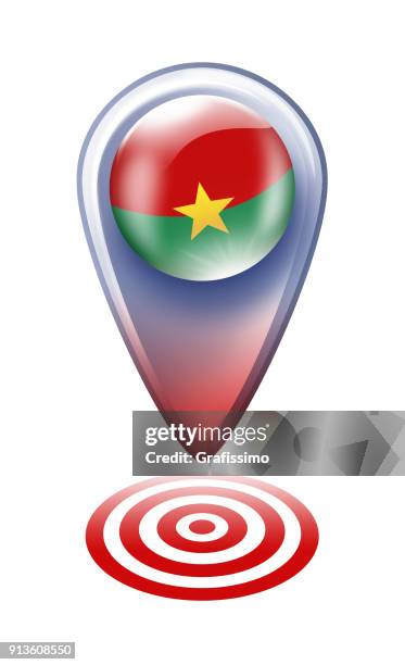 burkina faso button map pointer with flag isolated on white - putting label stock illustrations