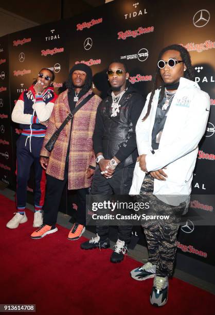 Quavo, NFL player for New Orleans Saints Alvin Kamara, Offset and Takeoff at Rolling Stone Live: Minneapolis presented by Mercedes-Benz and TIDAL....