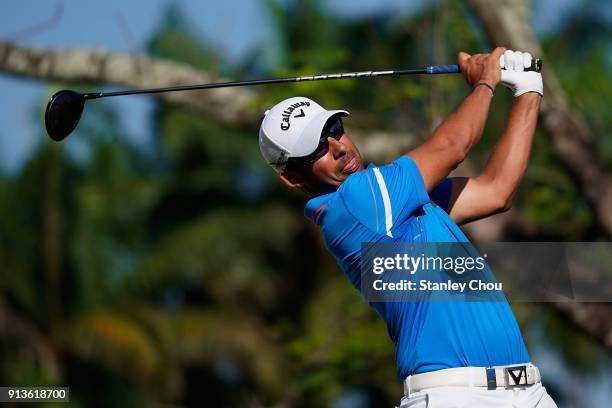 Pablo Larrazabal of Spain in action during day three of the 2018 Maybank Championship Malaysia at Saujana Golf and Country Club on February 3, 2018...