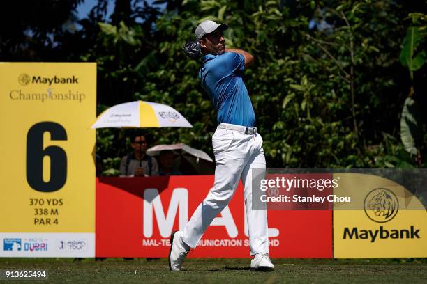 Nino Bertasio of Italy in action during day three of the 2018 Maybank Championship Malaysia at Saujana Golf and Country Club on February 3, 2018 in...