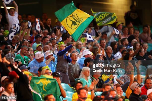 The crowd enjoy the atmosphere during game one of the International Twenty20 series between Australia and New Zealand at Sydney Cricket Ground on...