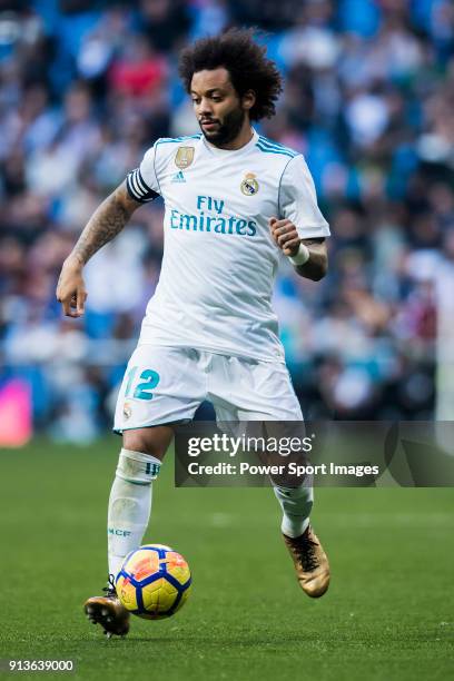 Marcelo Vieira Da Silva of Real Madrid in action during the La Liga 2017-18 match between Real Madrid and RC Deportivo La Coruna at Santiago Bernabeu...