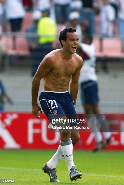 Landon Donovan of the USA celebrates his goal during the Mexico v USA, World Cup Second Round match played at the Jeonju World Cup Stadium, Jeonju,...