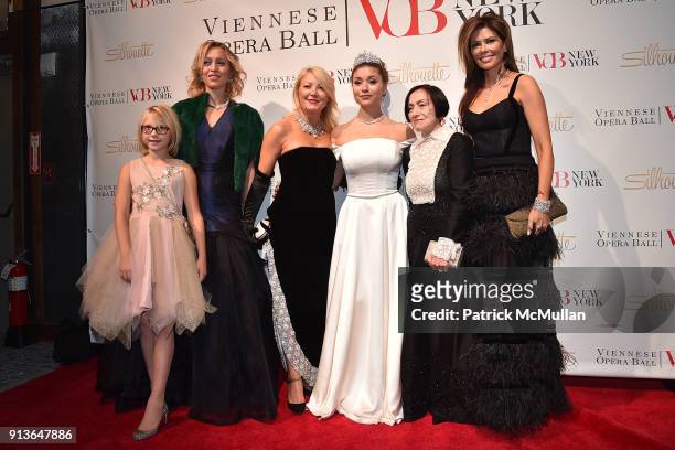 Nicki Remmel, Zoe Bullock, Janna Bullock, Eugenia Bullock, Zoya Kuznetsova and Lisa Baron attend the 63rd Viennese Opera Ball at The Ziegfeld...