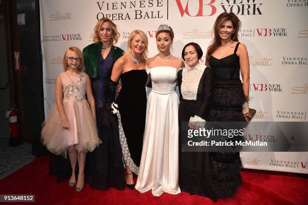 Nicki Remmel, Zoe Bullock, Janna Bullock, Eugenia Bullock, Zoya Kuznetsova and Lisa Baron attend the 63rd Viennese Opera Ball at The Ziegfeld...