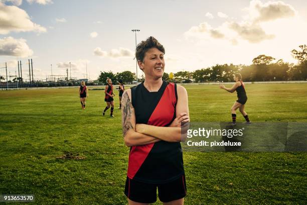 it's always a good day when i'm on the field - afl woman stock pictures, royalty-free photos & images