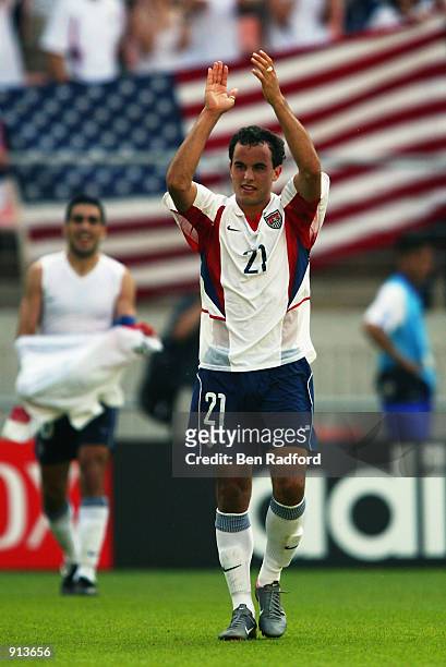 Landon Donovan of the USA celebrates after the Mexico v USA, World Cup Second Round match played at the Jeonju World Cup Stadium, Jeonju, South Korea...