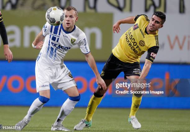 Lennart Thy of VVV Venlo, Mohamed El Makrini of Roda JC during the Dutch Eredivisie match between Roda JC v VVV-Venlo at the Parkstad Limburg Stadium...