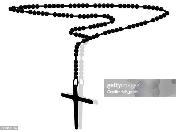 rosary beads - a cross necklace stock illustrations