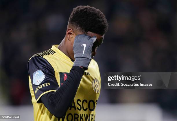 Frederic Ananou of Roda JC during the Dutch Eredivisie match between Roda JC v VVV-Venlo at the Parkstad Limburg Stadium on December 16, 2017 in...