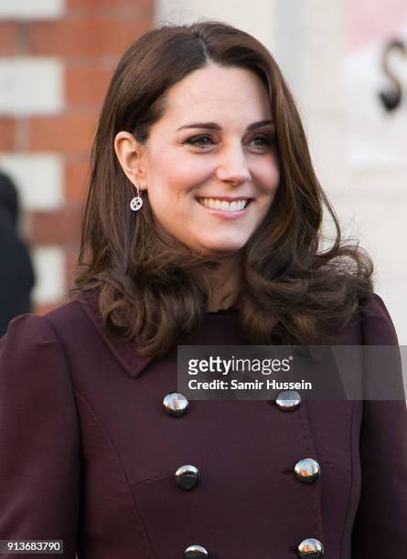 Catherine, Duchess of Cambridge arrives at Hartvig Nissen School, the location for the successful Norwegian television programme 'Skam', where they...