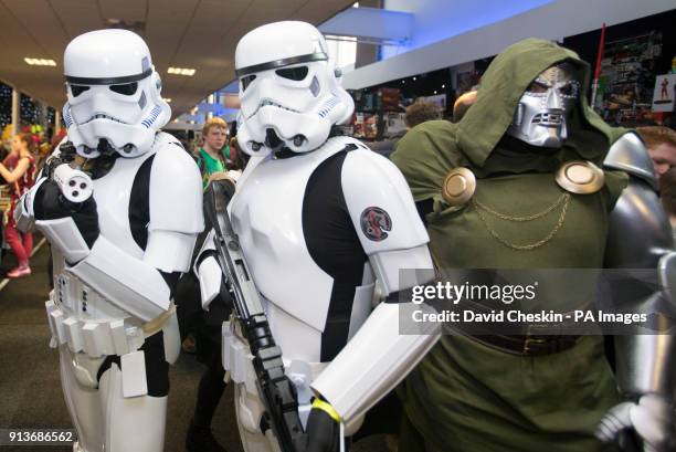 People in Stormtrooper costumes at Edinburgh's Corn Exchange on the first day of Capital Sci-Fi Con, the pop culture, comic and movie convention...