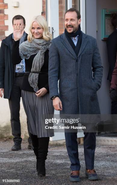 Princess Mette Marit of Norway and Prince Haakon Magnus of Norway arrive at Hartvig Nissen School, the location for the successful Norwegian...