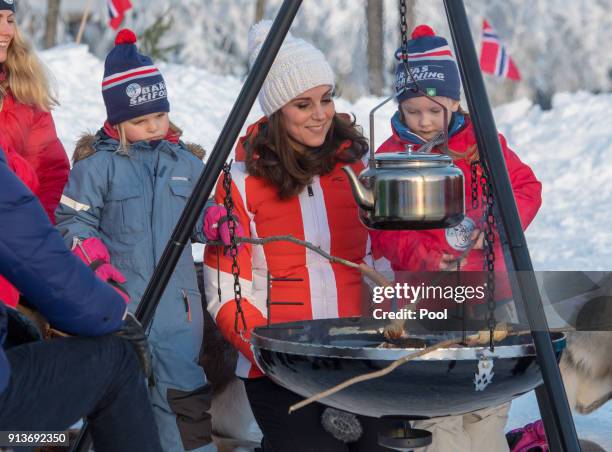 Catherine, Duchess of Cambridge attends an event organised by the Norwegian Ski Federation, where they join local nursery children in a number of...