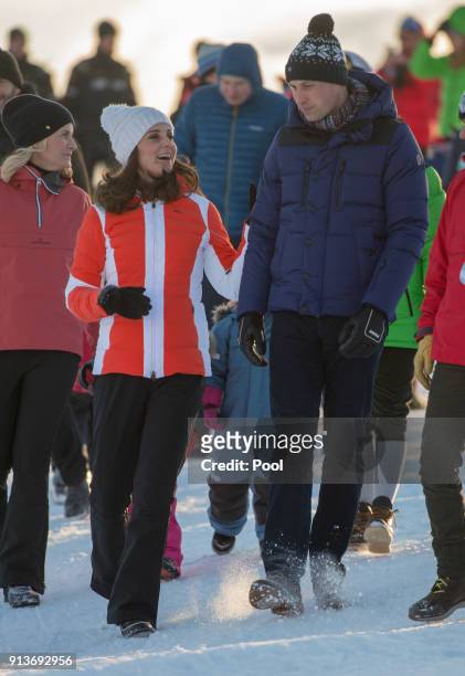 Prince William, Duke of Cambridge, Catherine, Duchess of Cambridge attend an event organised by the Norwegian Ski Federation, where they join local...