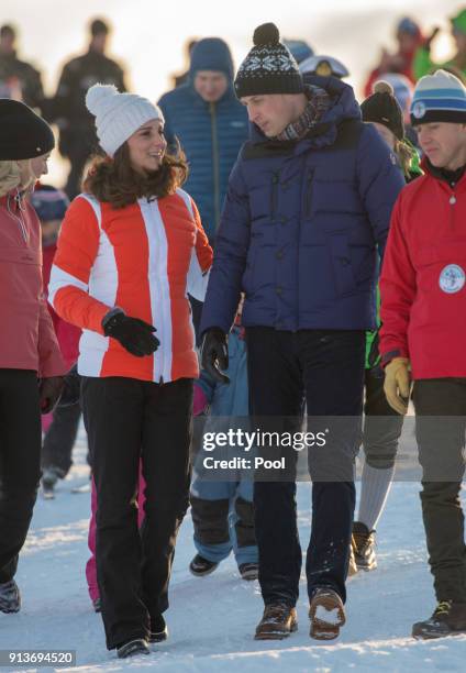 Prince William, Duke of Cambridge, Catherine, Duchess of Cambridge attend an event organised by the Norwegian Ski Federation, where they join local...