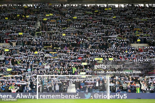 Scarves in the air for Cyrille Regis Tribute during the Premier League match between West Bromwich Albion and Southampton at The Hawthorns on...
