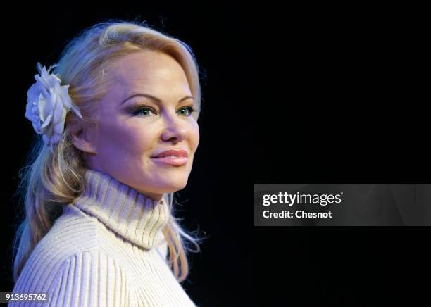 Actress Pamela Anderson attends the '25th Paris Manga & Sci-Fi Show' at Parc des Expositions Porte de Versailles on February 3, 2018 in Paris, France.