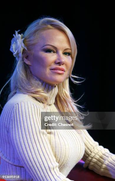 Actress Pamela Anderson attends the '25th Paris Manga & Sci-Fi Show' at Parc des Expositions Porte de Versailles on February 3, 2018 in Paris, France.