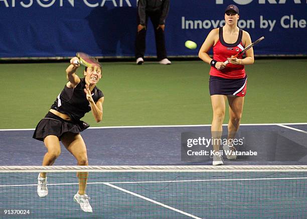 Francesca Schiavone of Italy and Alisa Kleybanova of Russia in return against Ai Sugiyama of Japan and Daniela Hantuchova of Slovakia their doubles...