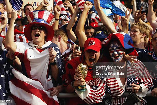 Fans during the Mexico v USA, World Cup Second Round match played at the Jeonju World Cup Stadium, Jeonju, South Korea on June 17, 2002. The USA won...