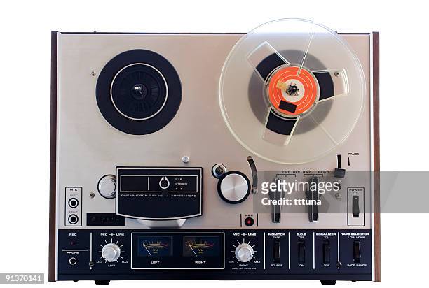 vintage tape player, cut out on white background - vinyl film stock pictures, royalty-free photos & images