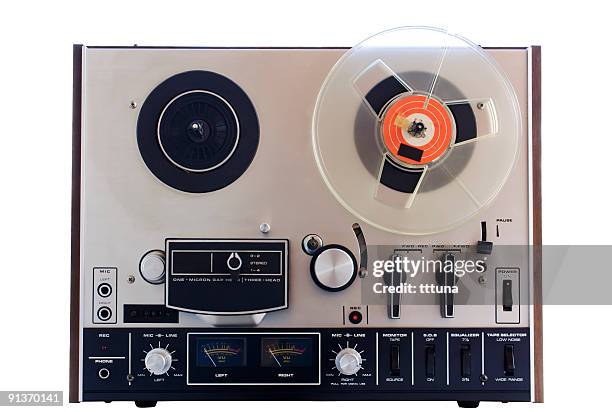 vintage tape player, cut out on white background - record analog audio stock pictures, royalty-free photos & images