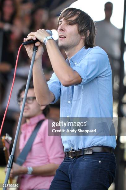 Thomas Mars of Phoenix performs on stage on the Day 1 of Austin City Limits Festival 2009 at Zilker Park on October 2, 2009 in Austin, Texas.