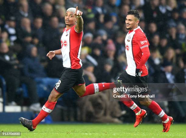 Mario Lemina of Southampton celebrates after scoring his sides first goal with Sofiane Boufal of Southampton during the Premier League match between...