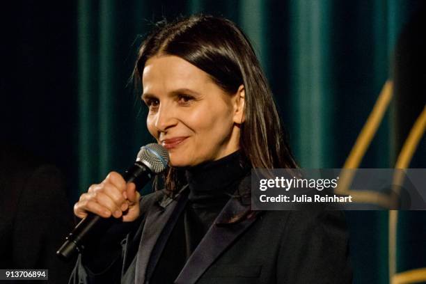 At the Gothenburg Film Festival actress Juliette Binoche speaks to the audience at the Nordic premiere of her film Let the Sunshine In at Draken Film...