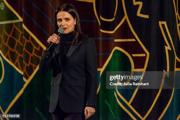 At the Gothenburg Film Festival actress Juliette Binoche speaks to the audience at the Nordic premiere of her film Let the Sunshine In at Draken Film...